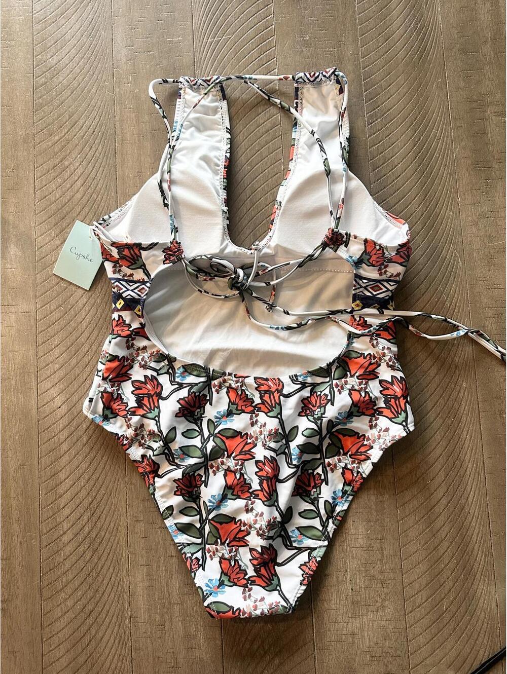 NWT CUPSHE Spring Blossoms Print One-piece Swimsuit Women’s Medium - Picture 5 of 12